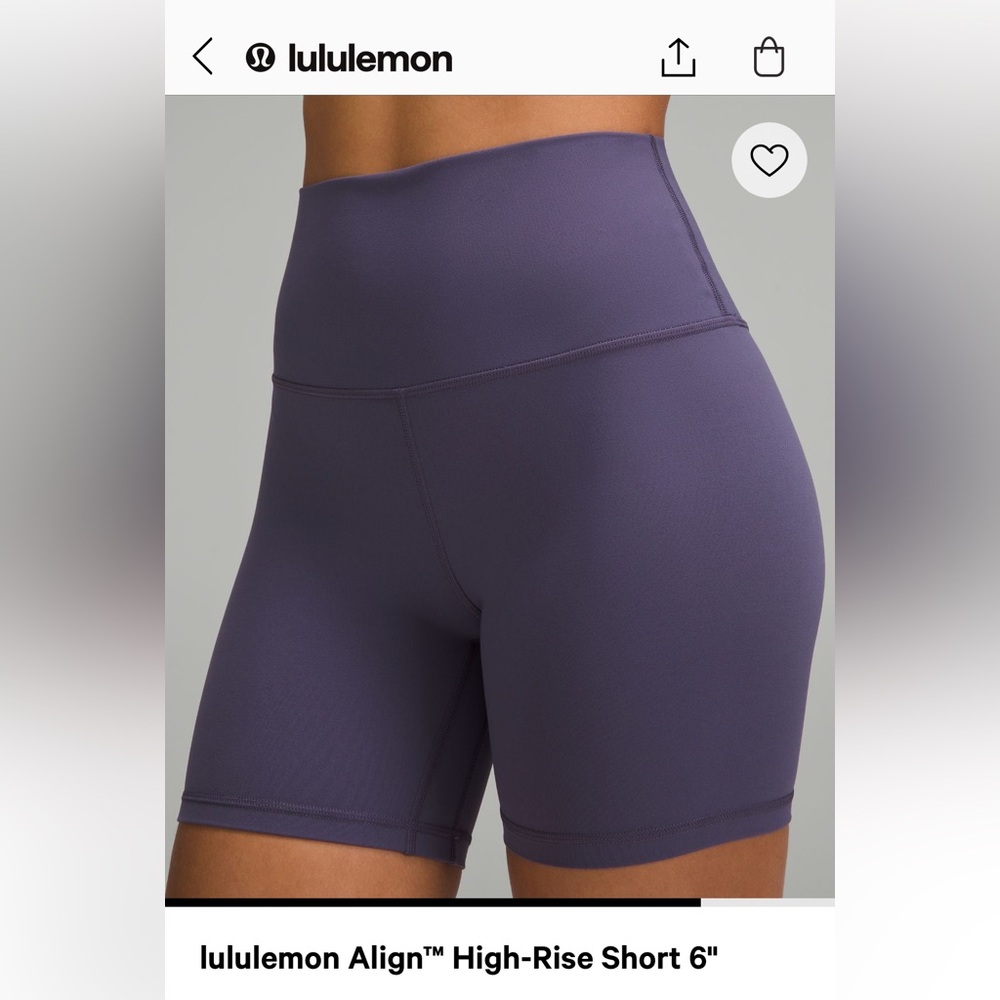 Lululemon Align High-Rise 6” Short in Nightfall 💜